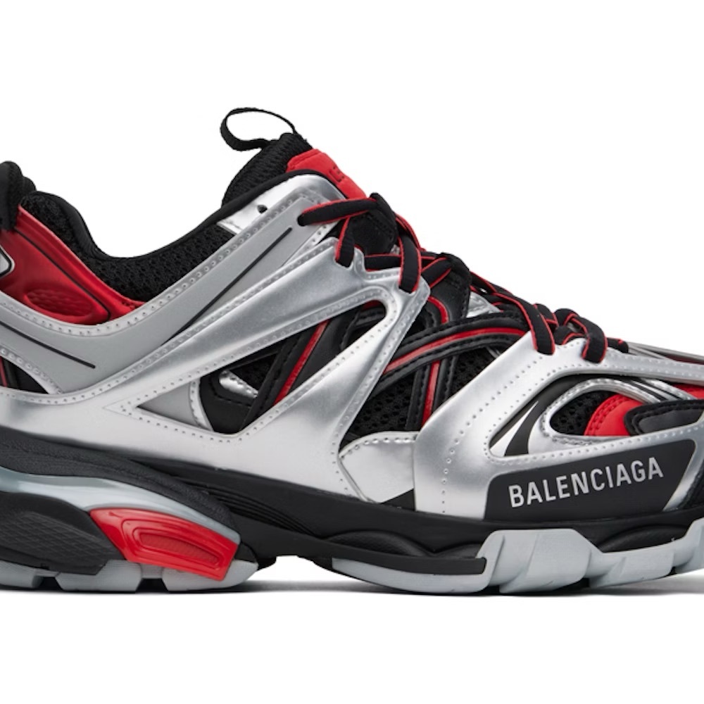 Balenciaga Silver and Red Sneakers